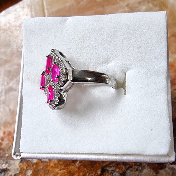 Dainty Pink Topaz .925 Sterling Silver Ring - Picture 3 of 5